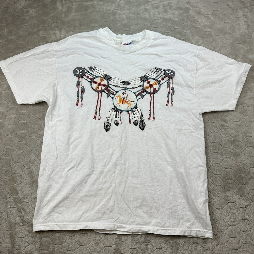 Vintage Native American Puff Print Shirt -‎ Sz XL - Single Stitch See Pics